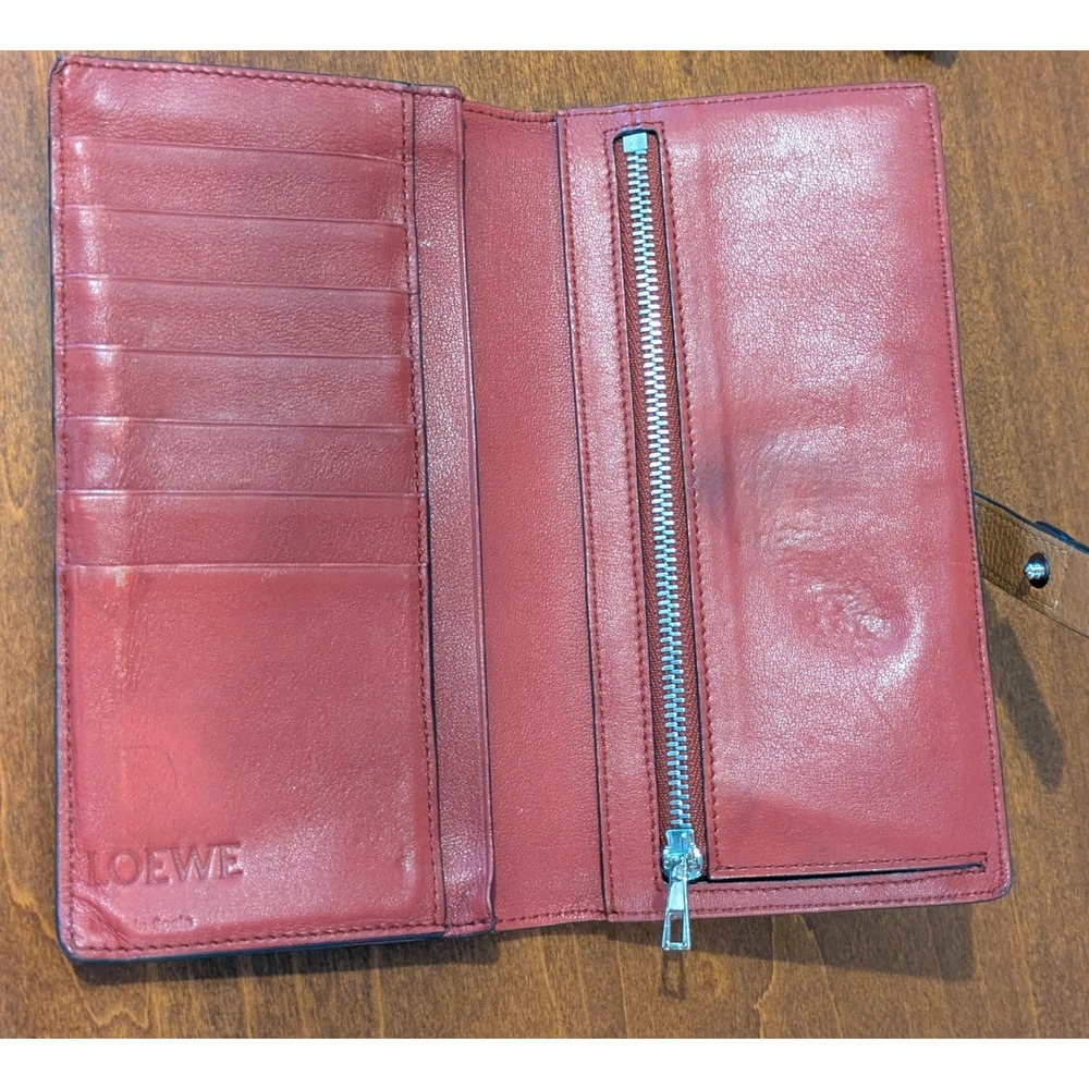 Loewe Large Vertical Wallet Tan Grained Calfskin Leather Anagram - Picture 5 of 11